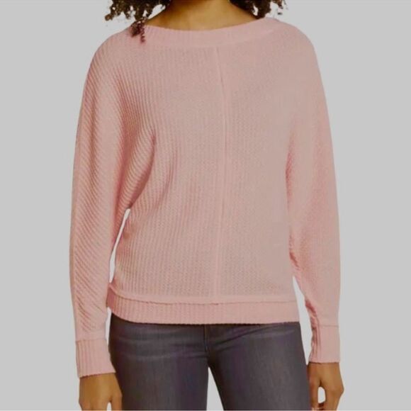 CASLON Pink Bride Soft Thermal waffle knit Wide Neck Tee MADE IN U.S.A Size: XL - Picture 1 of 7